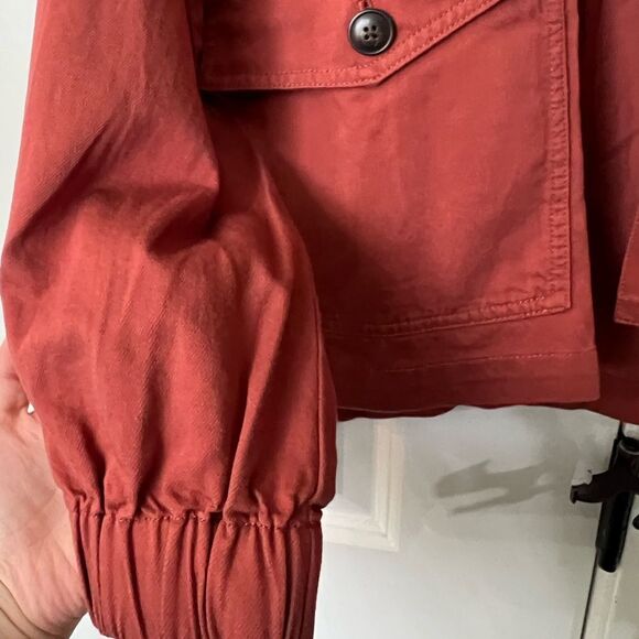 NWT Madwell orange bomber jacket jean size xs women’s fall L344 - Picture 6 of 6